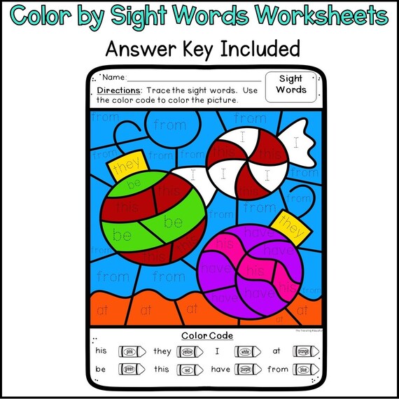 Christmas color by sight words for first grade christmas coloring pages