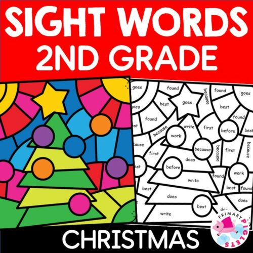 Christmas color by sight words practice nd grade coloring worksheets made by teachers