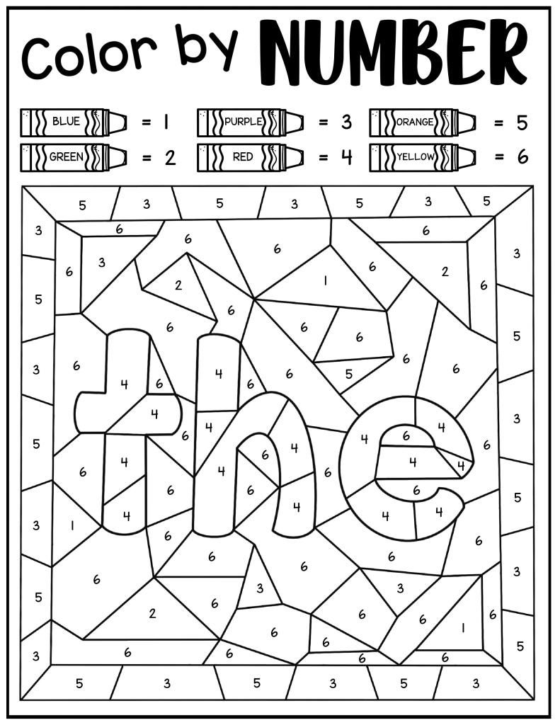 Sight words lor by number free printable loring pages