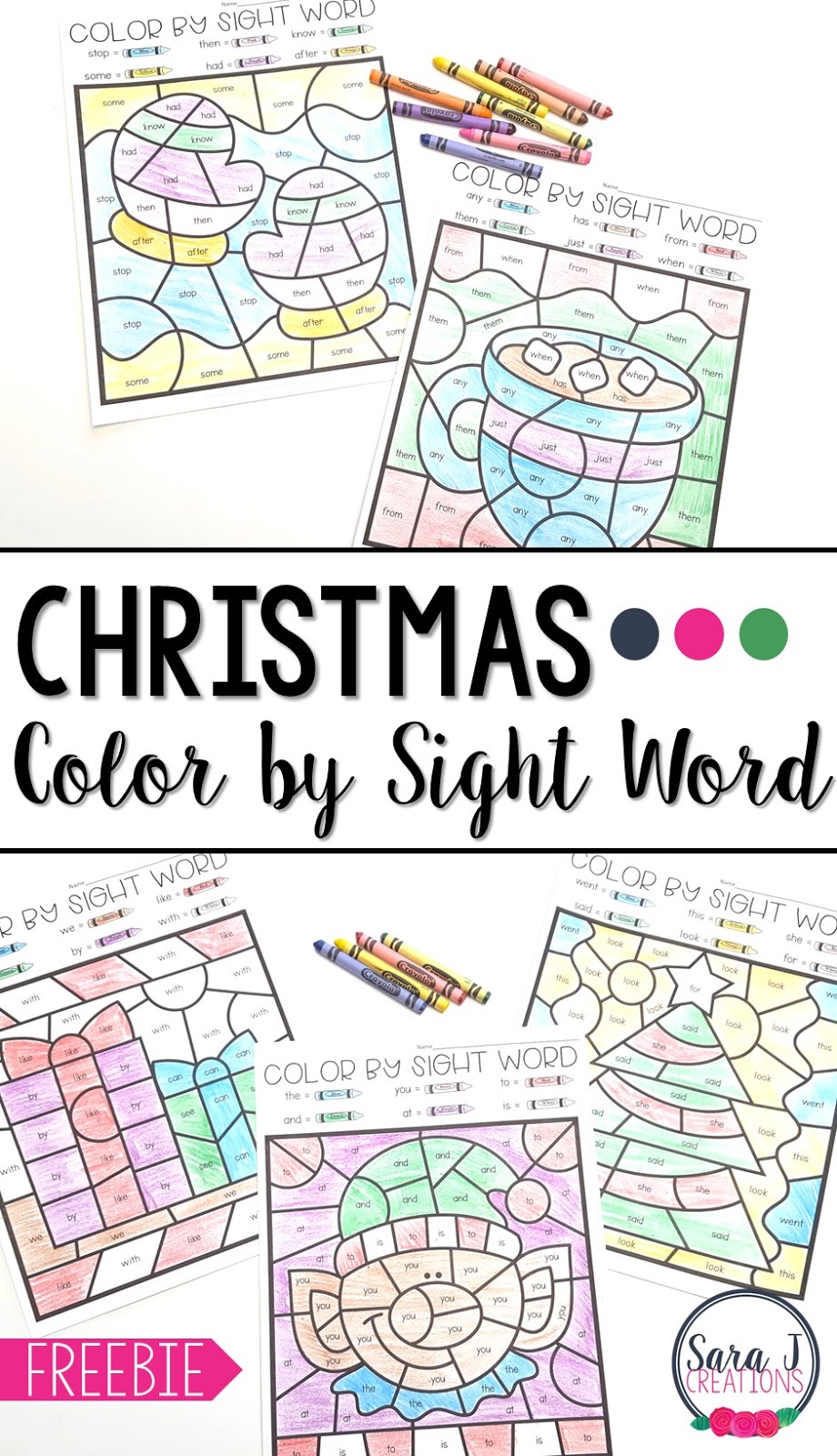 Christmas color by sight word sara j creations