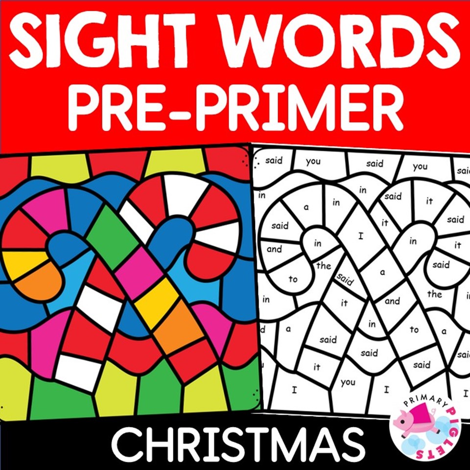 Christmas color by sight words prekindergarten made by teachers