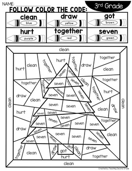 Christmas color by code with rd grade sight words