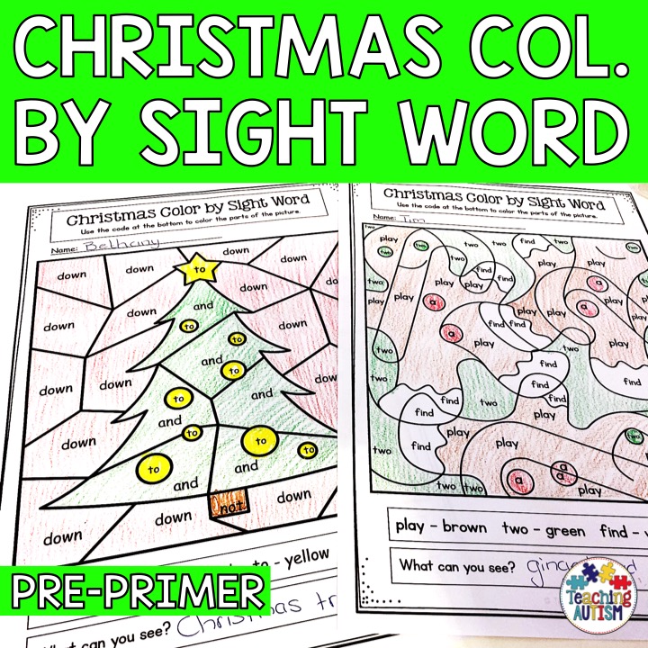 Christmas lour by sight word pre primer