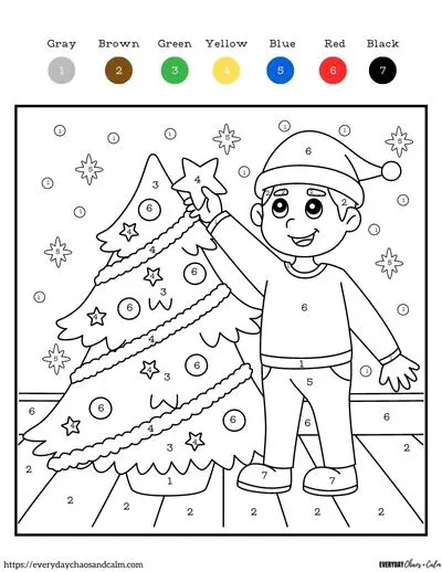 Free printable christmas color by number pages for kids