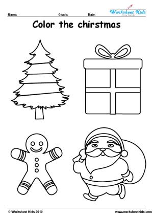 Christmas coloring page activity for preschool