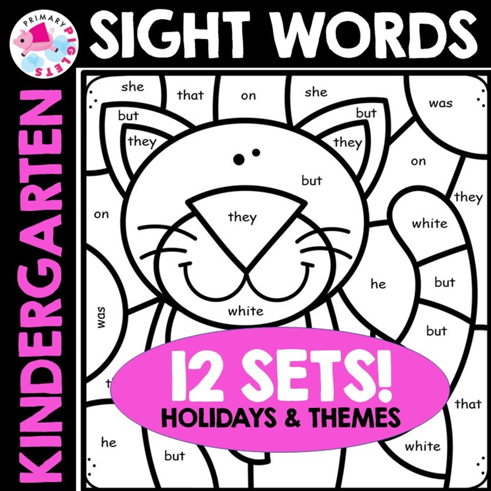 Color by sight words kindergarten fall winter spring summer yearlong bundle color by code made by teachers