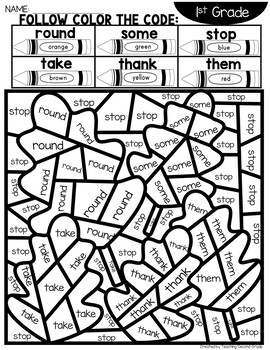 Sight words fall coloring sheets with st grade words