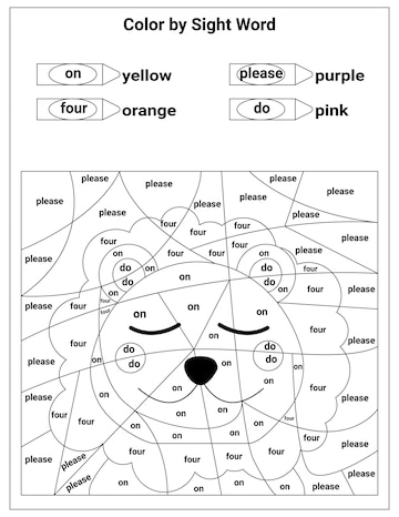 Premium vector sight words coloring pages educational worksheet for preschool and primary school learning coloring