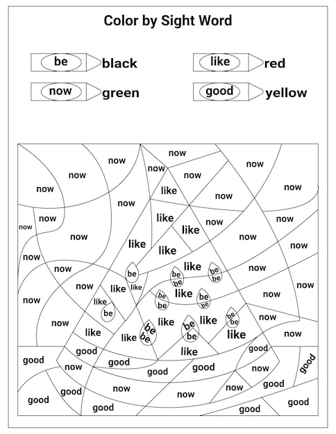 Premium vector sight words coloring pages educational worksheet for preschool and primary school learning coloring