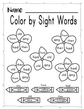 Color by sight words