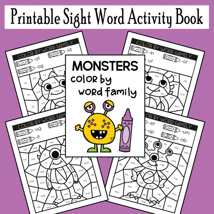 Monster sight word coloring book