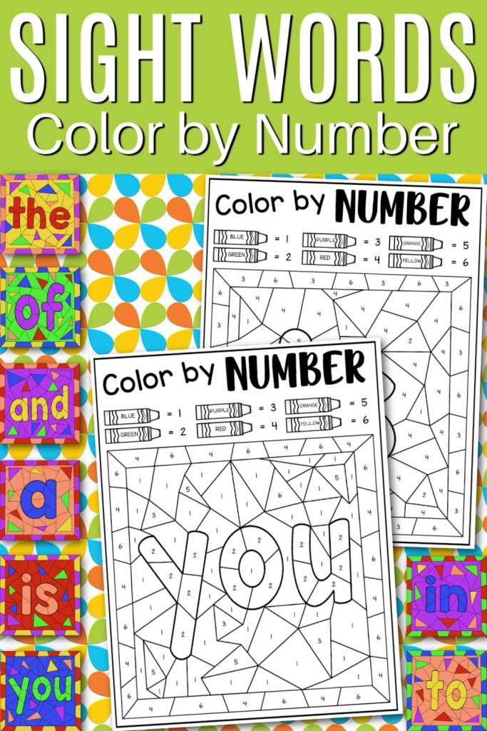 Sight words lor by number free printable loring pages