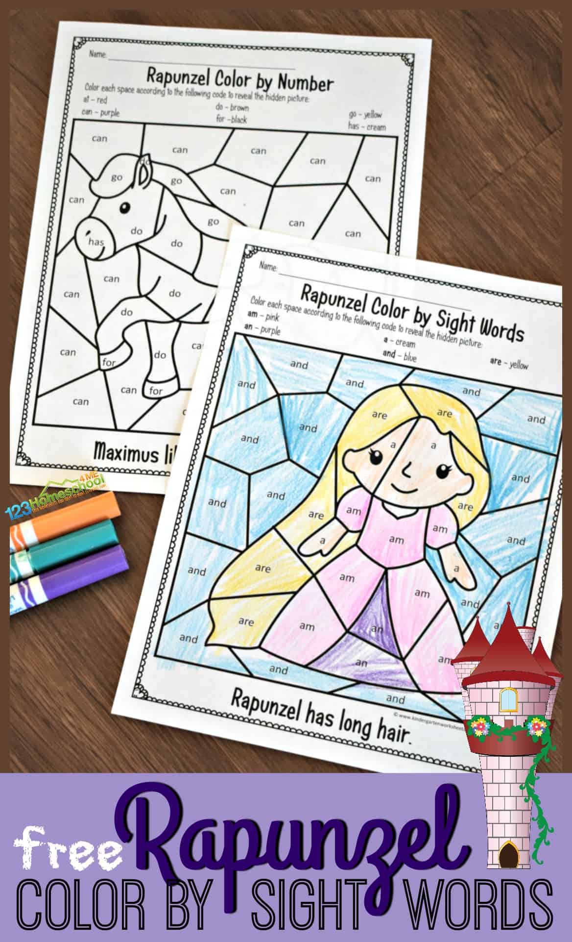 Ðï free printable rapunzel sight word coloring pages