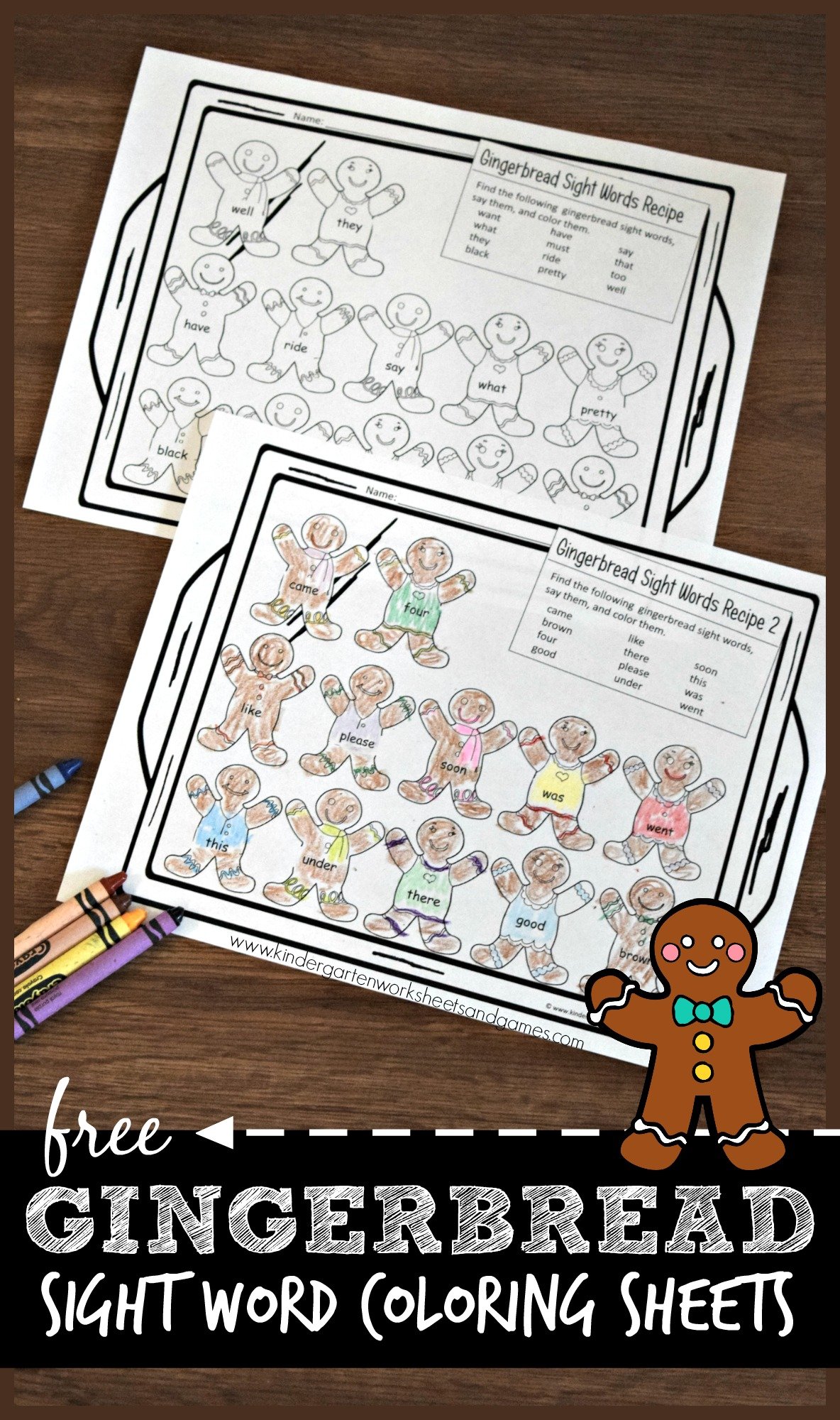 Gingerbread sight words worksheets