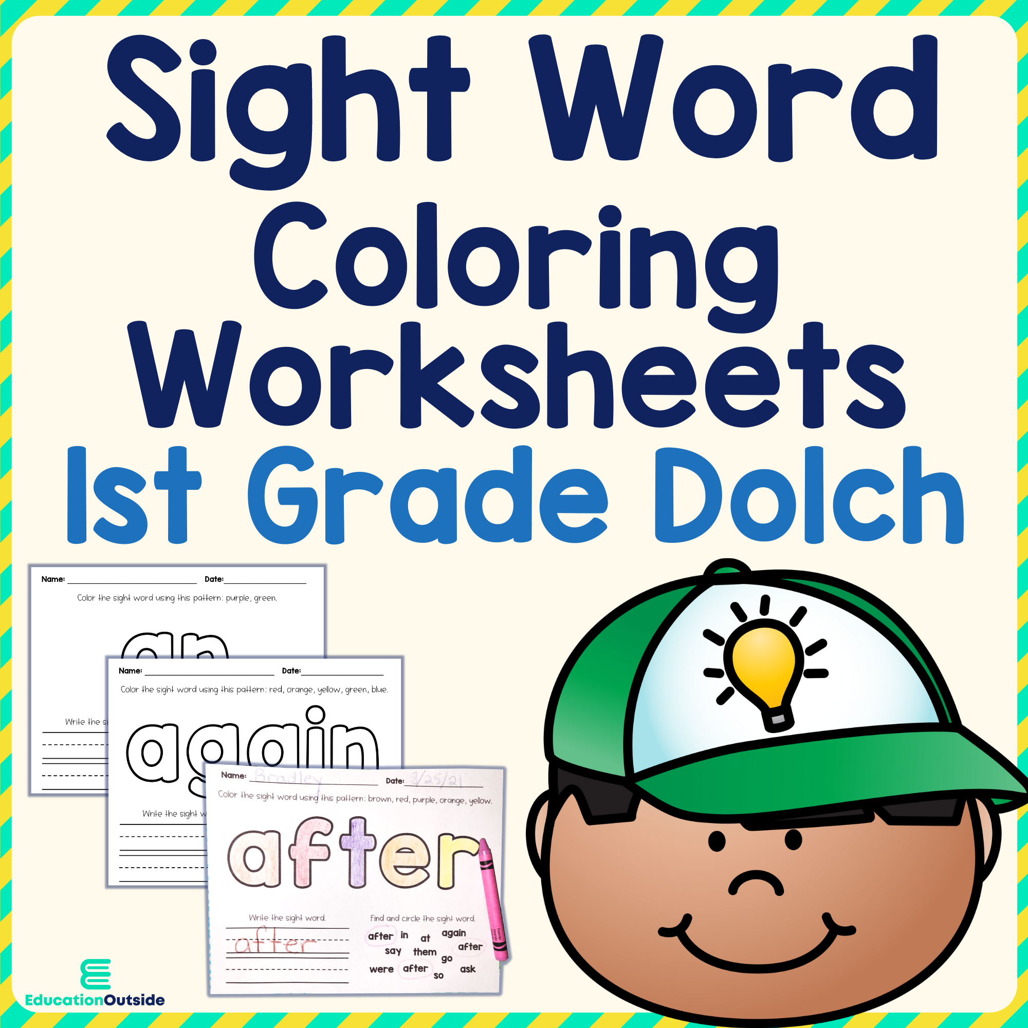 Sight word coloring worksheets st grade dolch