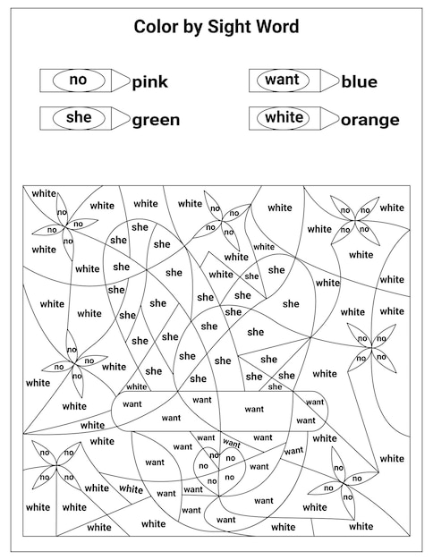 Premium vector sight words coloring pages educational worksheet for preschool and primary school learning coloring