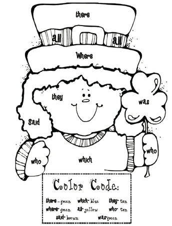 Free sight words coloring pages for kids