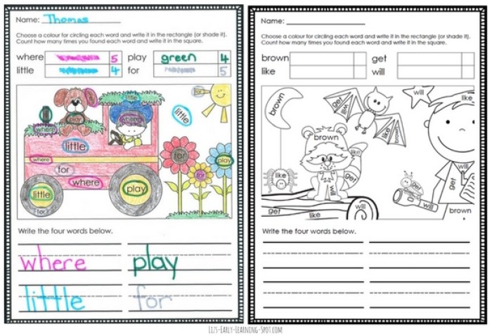 I spy sight words coloring sheets