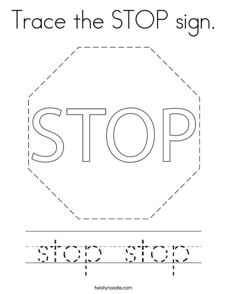 Trace the stop sign coloring page