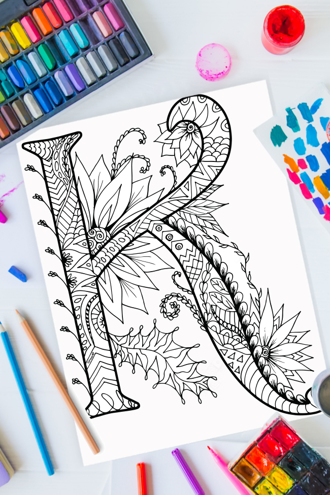 Zentangle letter k design