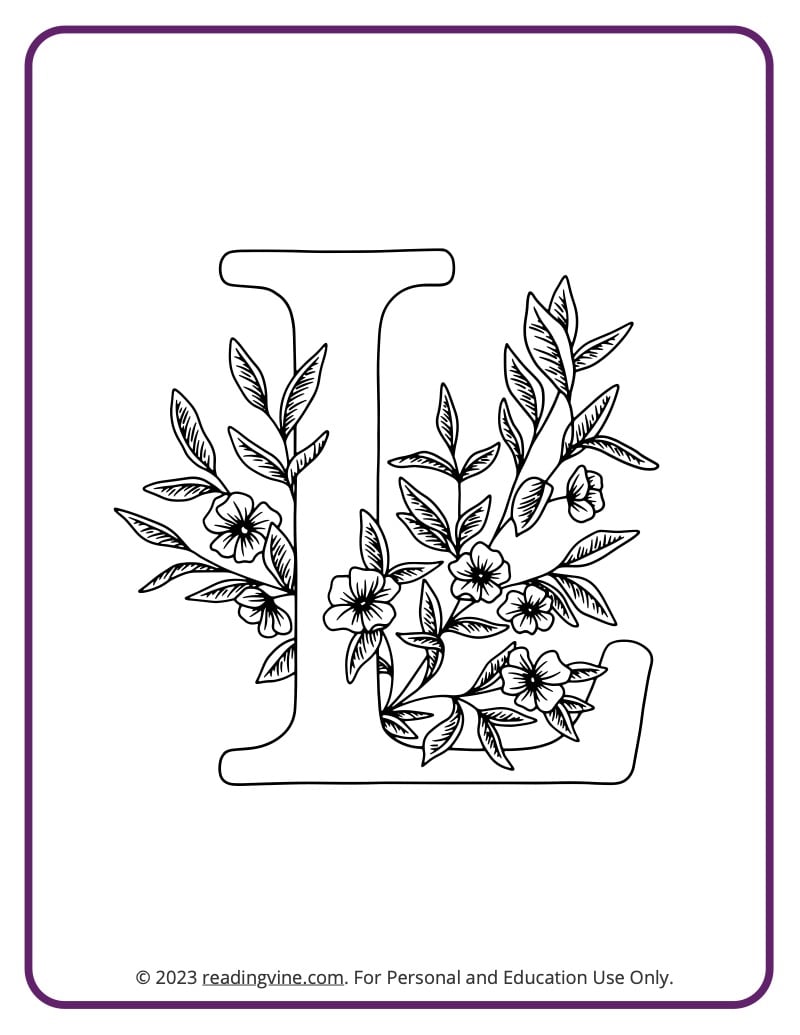 Letter l coloring pages