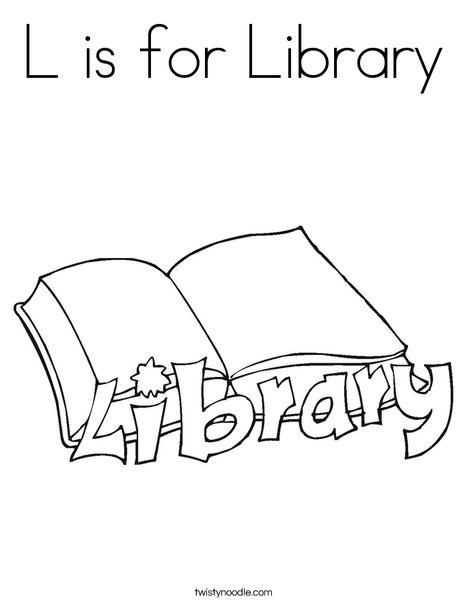 L is for library coloring page