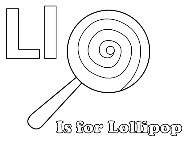 Printable l is for lollipop coloring page