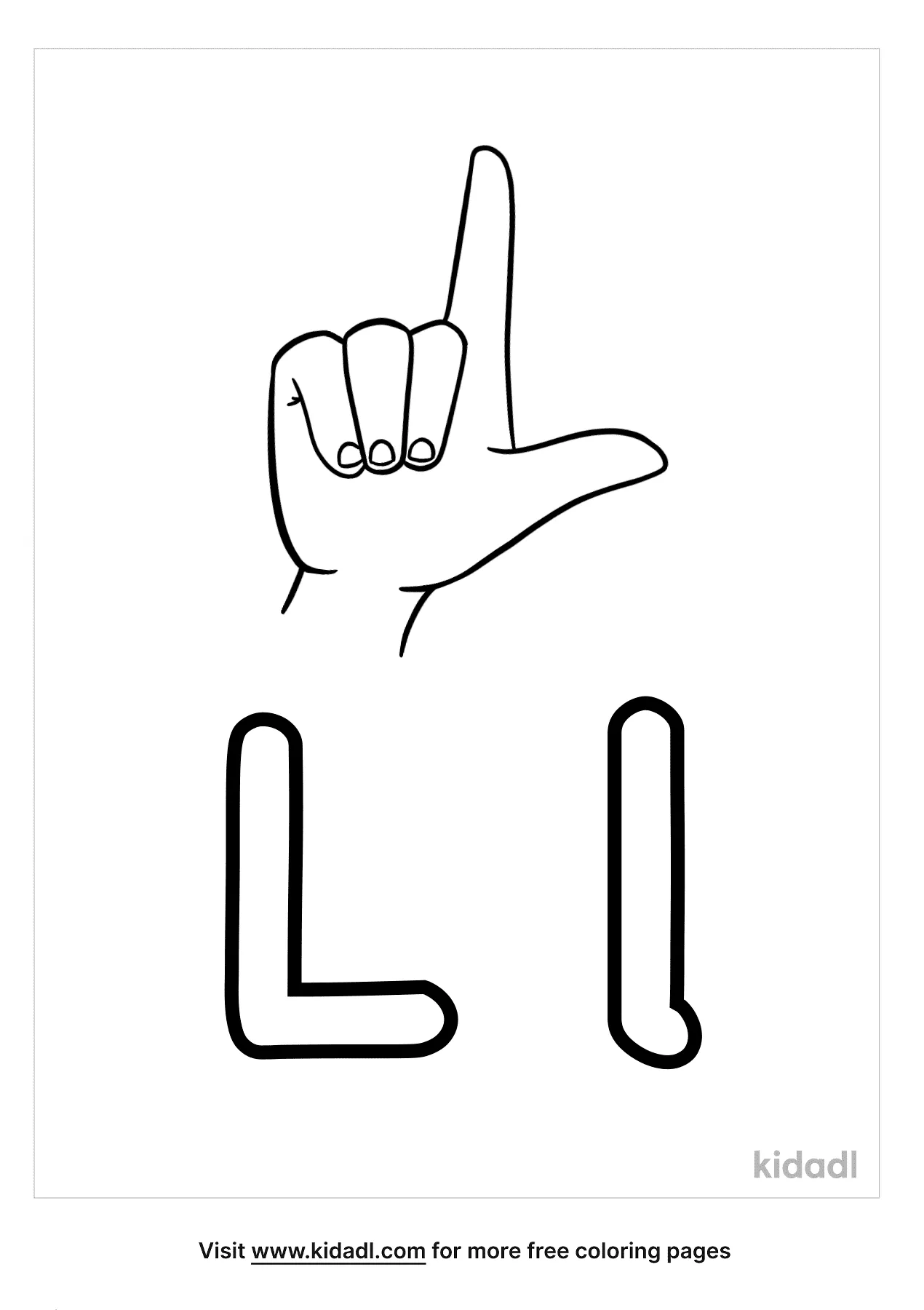 Free sign language letter l coloring page coloring page printables