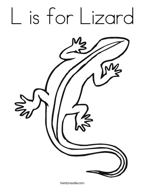 L is for lizard coloring page