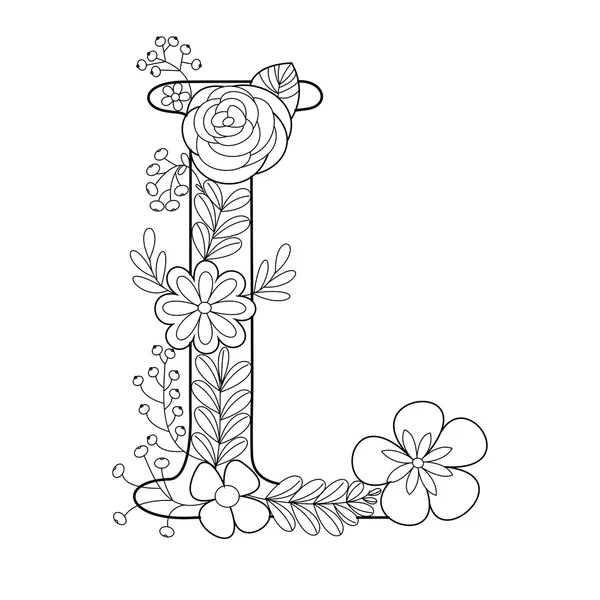 Letter l coloring book for adults vector stock vector by alexanderpokusay