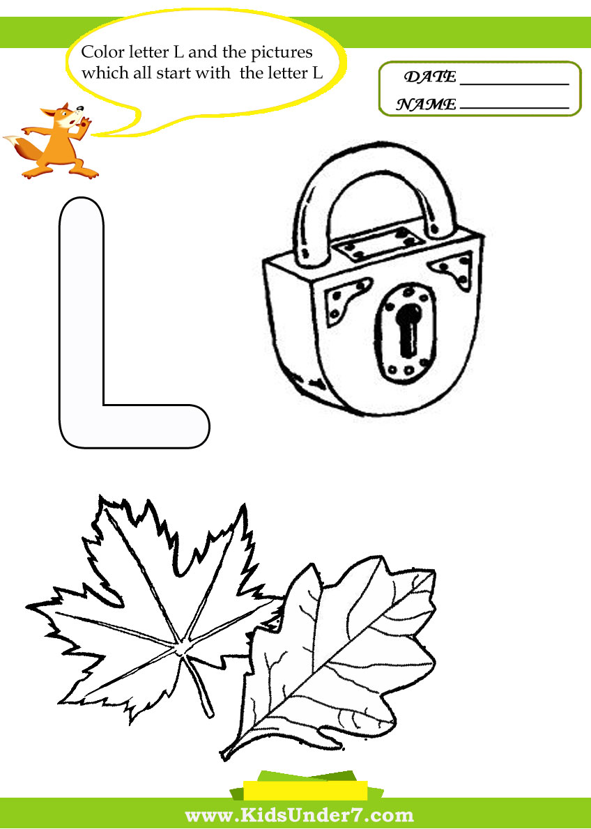 Kids under letter l worksheets and coloring pages