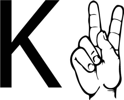 Asl sign language letter k coloring page from asl alphabet american sign language category select fâ sign language letters sign language sign language colors