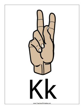 This printable features a sign language letter k with a label free to download and print sign language letters sign language simple sign language