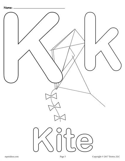 Letter k alphabet coloring pages