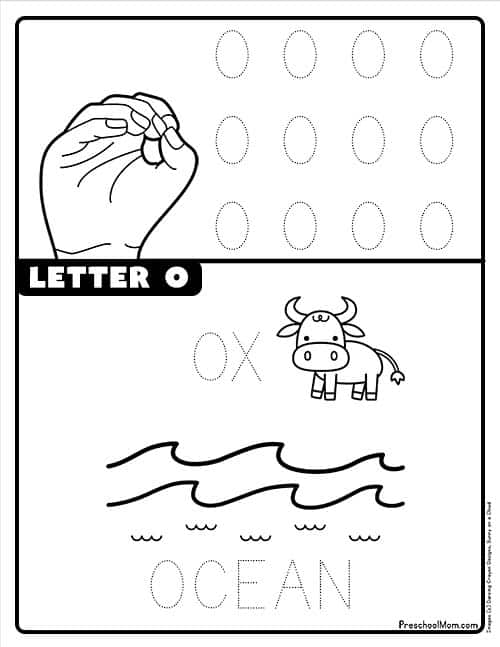 Letter o preschool printables