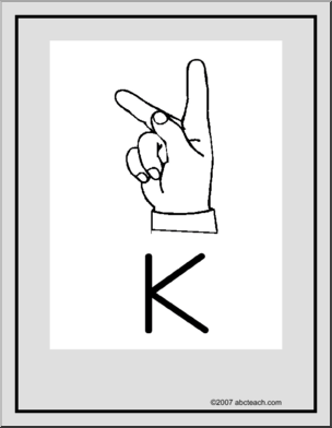 Asl sign language letter k coloring page free printable off