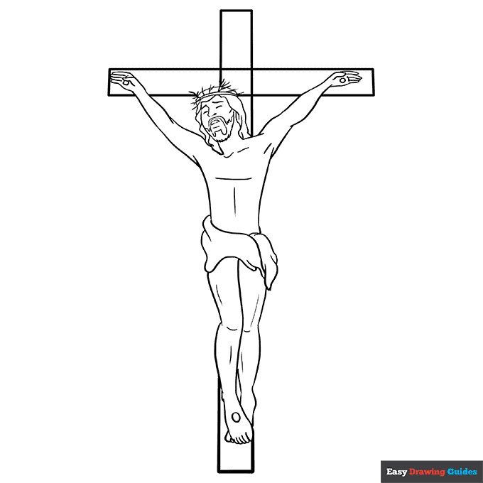 Jesus on the cross coloring page easy drawing guides