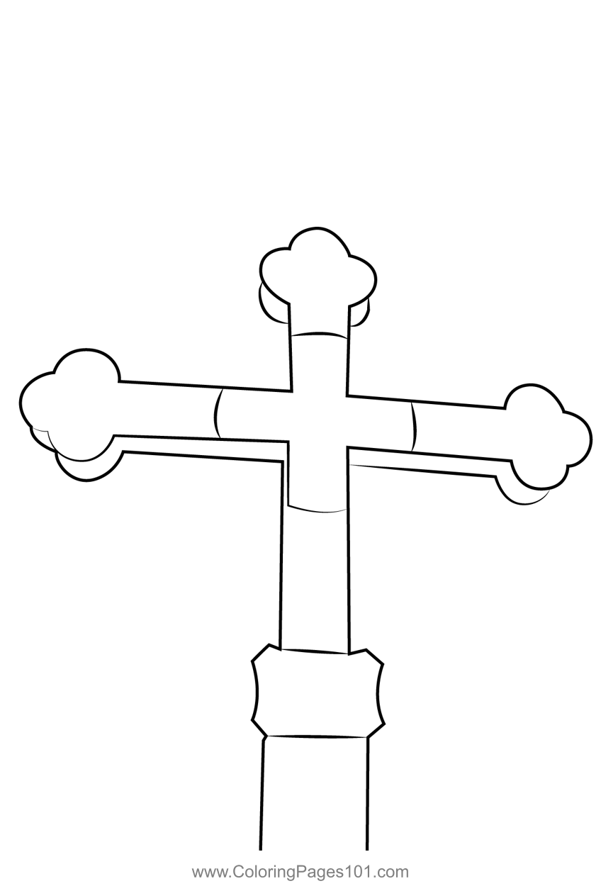 Christian cross sign coloring page for kids