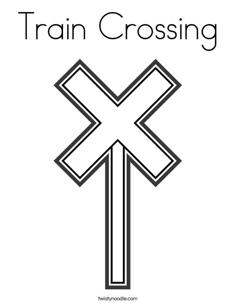 Train crossing coloring page