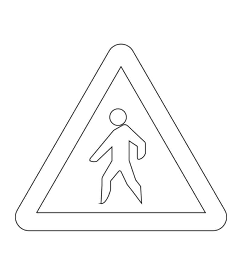 Pedestrian crossing ahead road sign coloring page