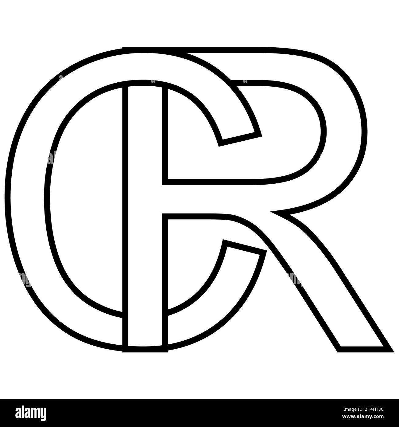 Logotipo signo rc cr icono signo letras entrelazadas c r logo rc cr primeras letras mayãºsculas patrãn alfabeto imagen vector de stock