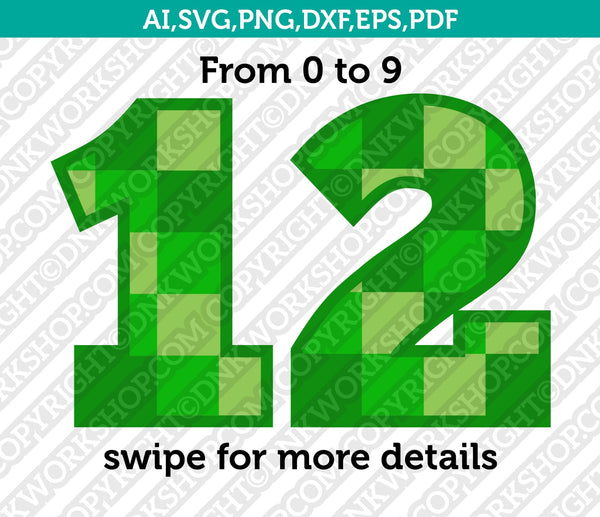 Mine pattern theme minecraft numbers svg vector cricut laser cut file â