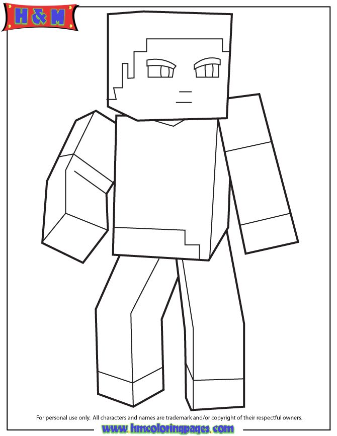 Minecraft kleurplaat steve