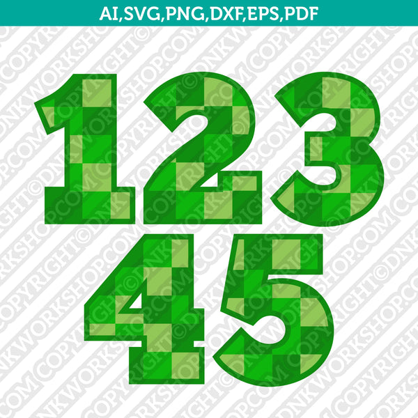 Mine pattern theme minecraft numbers svg vector cricut laser cut file â