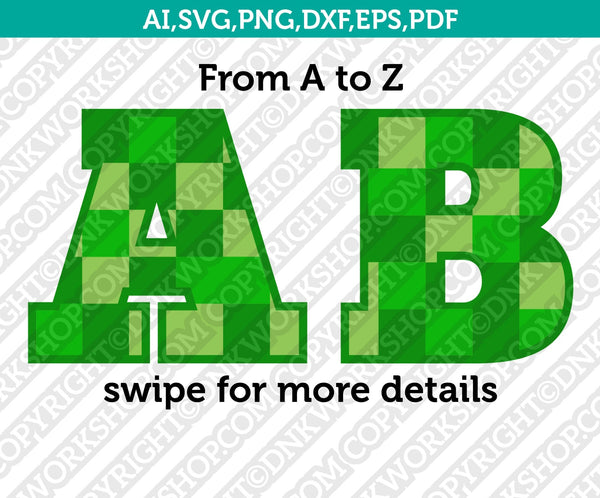 Mine pattern minecraft letter fonts alphabet svg cricut laser cut file â