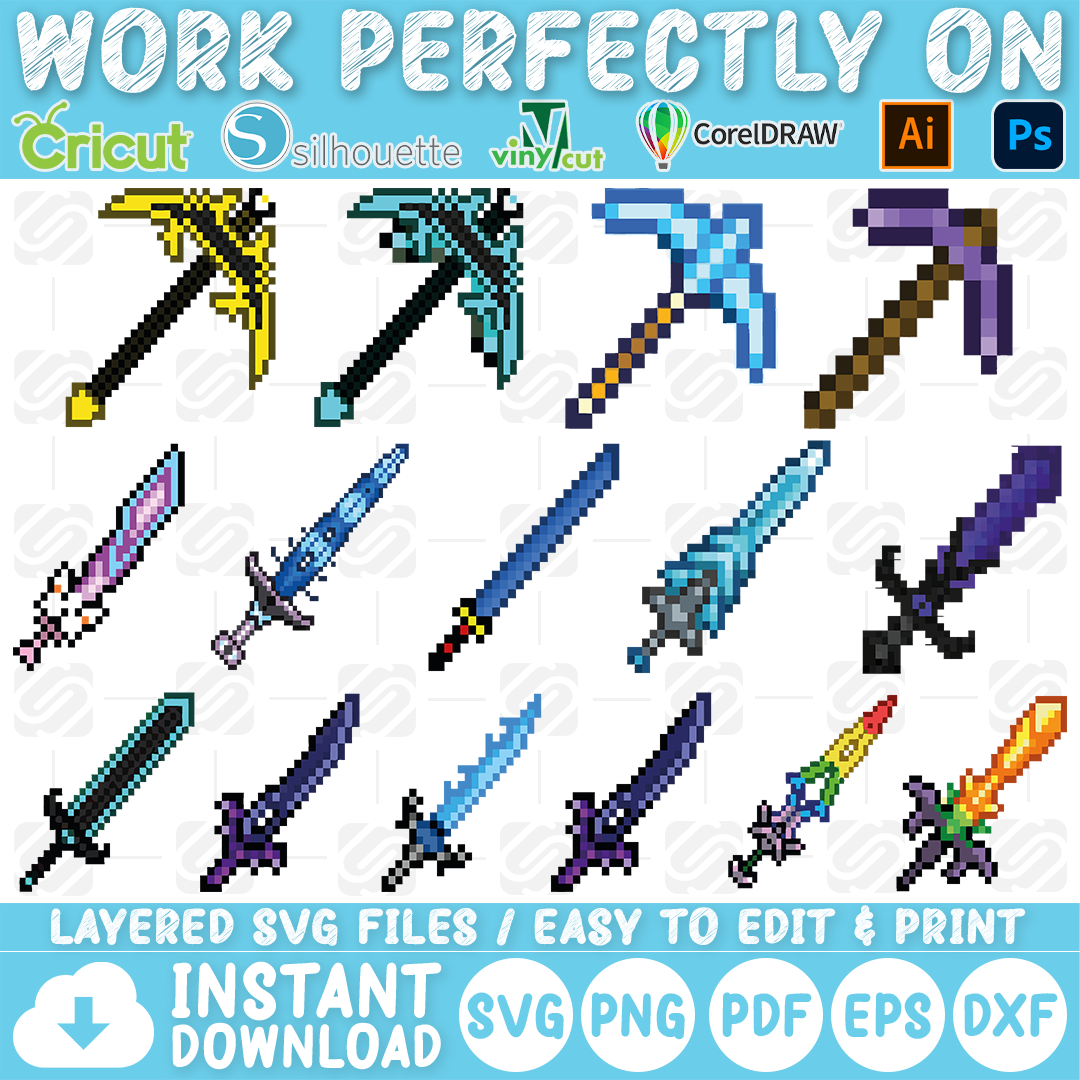 Mega minecraft bundle svg minecraft svg minecraft cutfile mine â svg design store