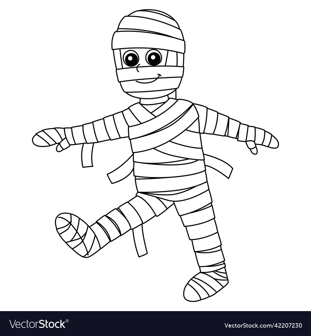 Mummy halloween coloring page isolated for kids vector image