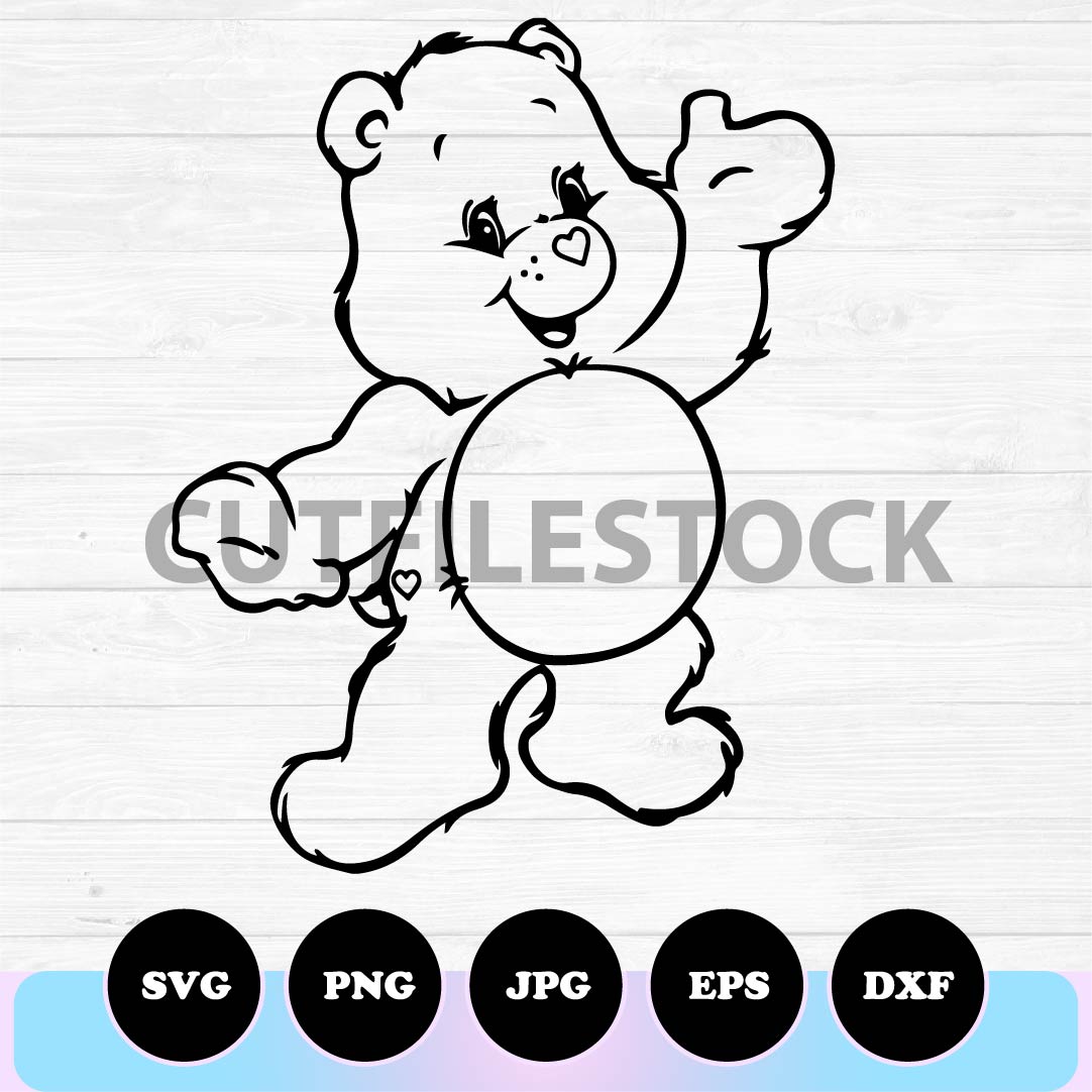 Care bear svgpng eps dxf happy bear svg cut file cricut silhouette