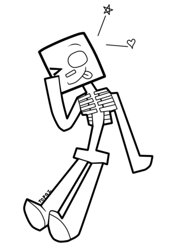 Minecraft cartoon skeleton coloring page free printable coloring pages