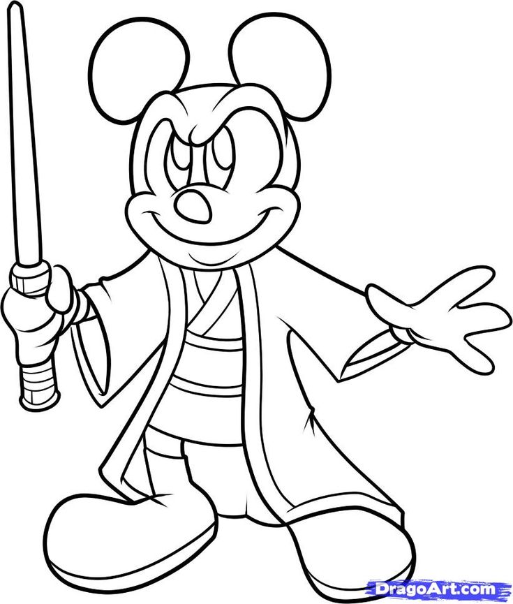 How to draw jedi mickey mickey coloring pages cartoon coloring pages coloring pages